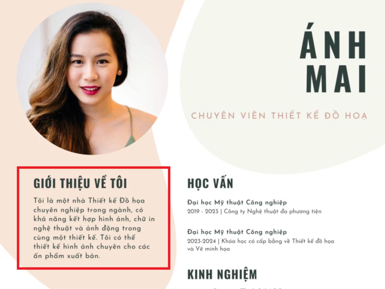 Ví dụ điển hình về mô tả bản thân trong CV