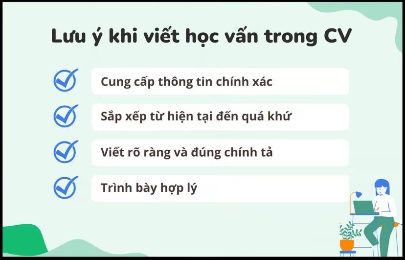 Những điều cần nhớ khi trình bày trình độ học vấn trong CV
