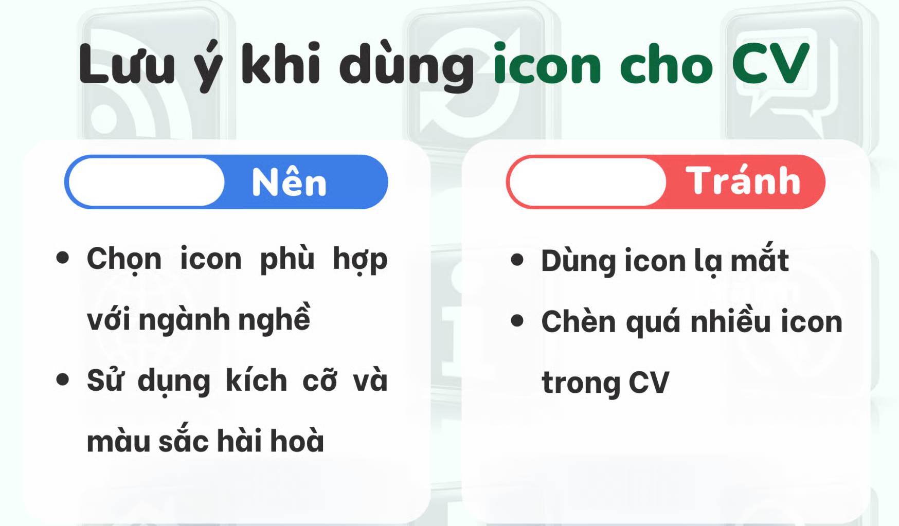 Những điểm bạn cần chú ý khi dùng icon để thiết kế CV