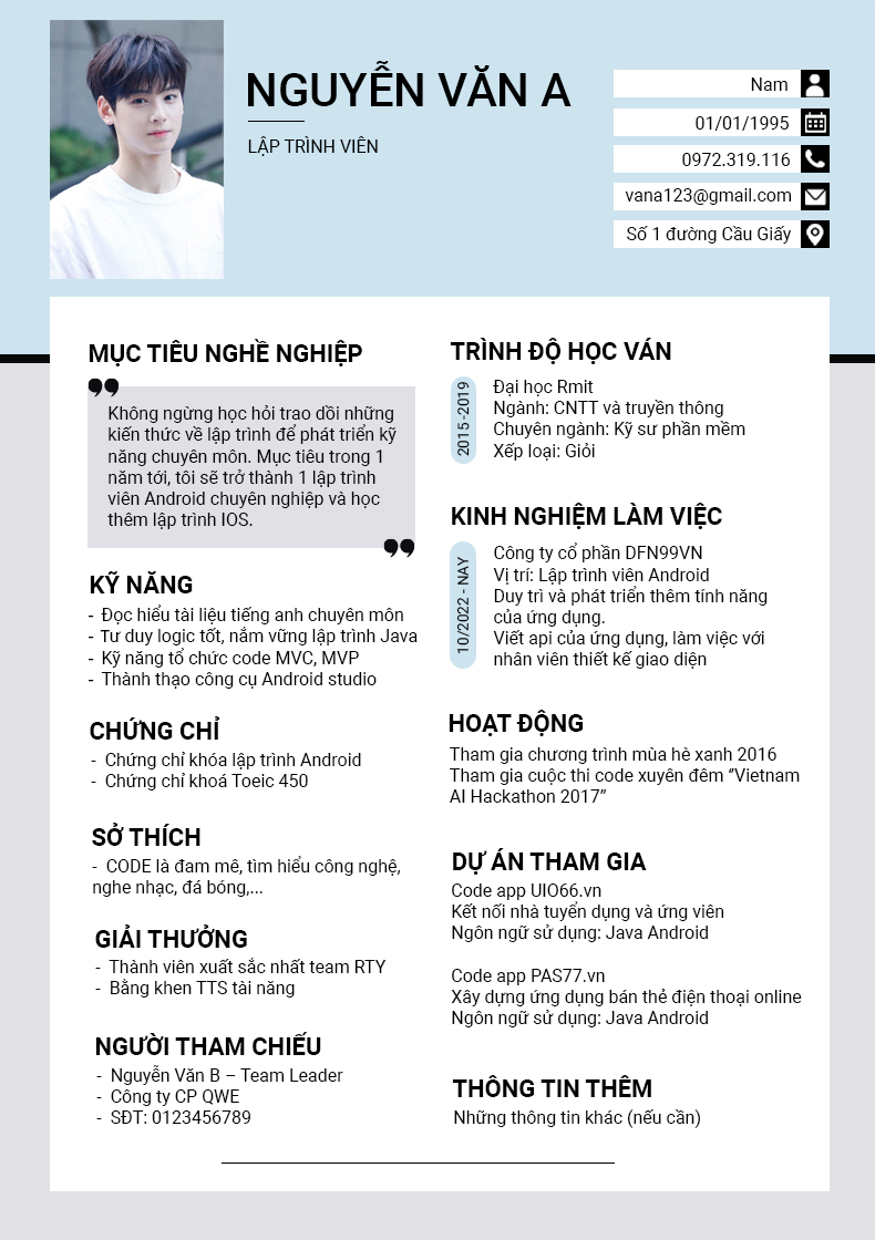 CV IT phần mềm