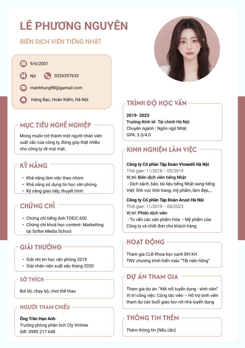 CV Phiên dịch