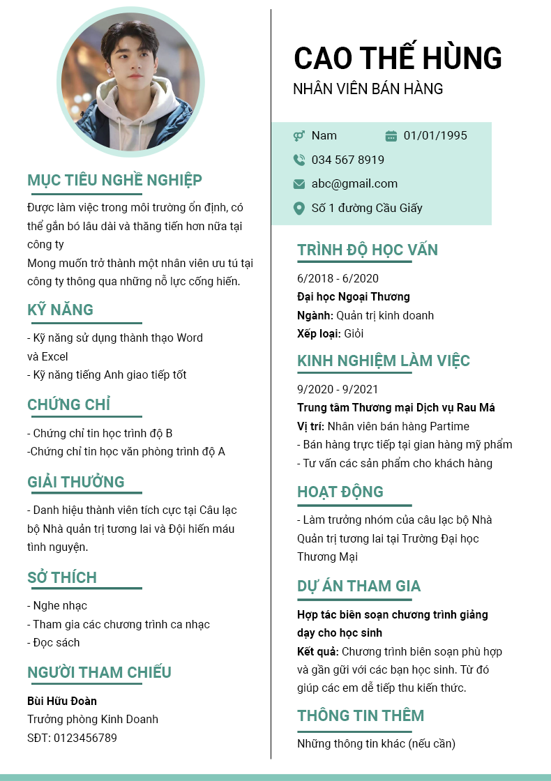 CV Bán hàng
