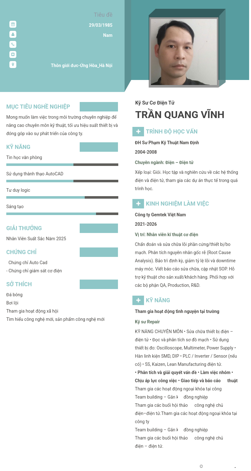 CV ứng viên