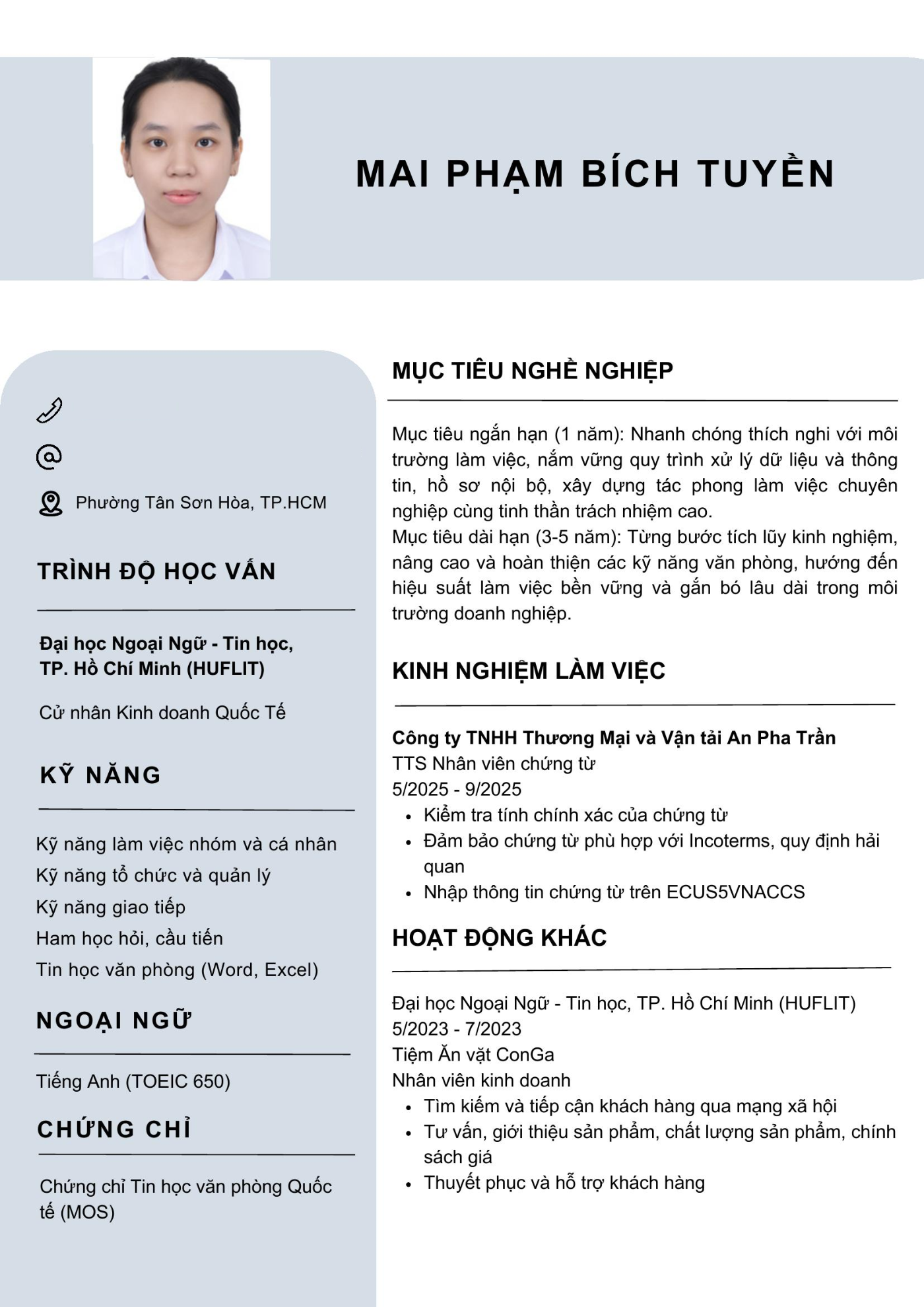 CV ứng viên