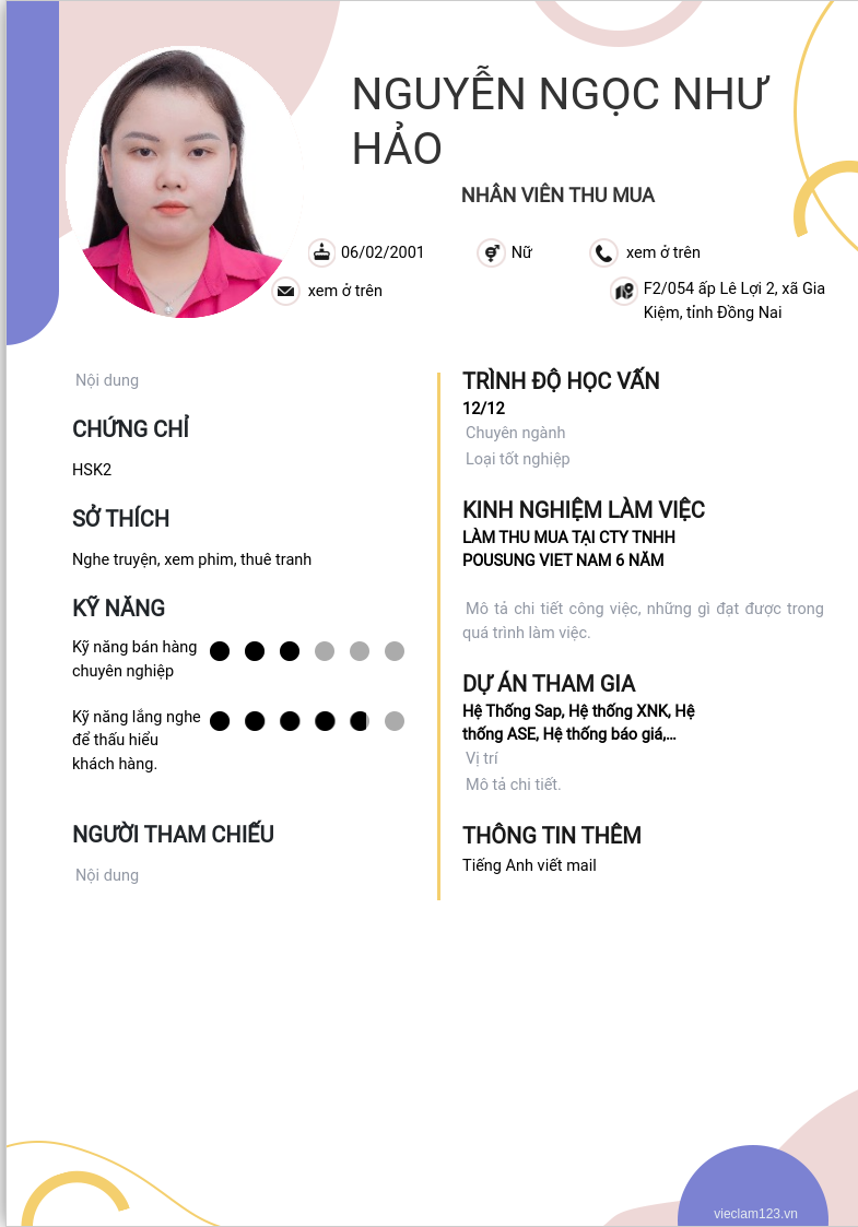 CV ứng viên