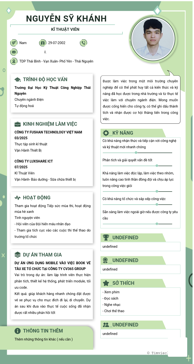 CV ứng viên