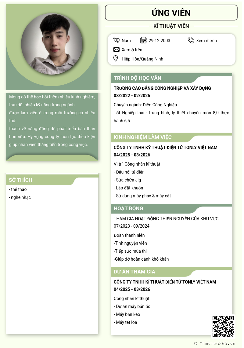 CV ứng viên