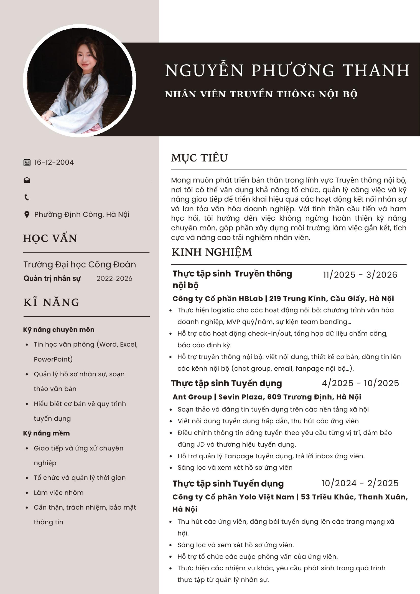 CV ứng viên