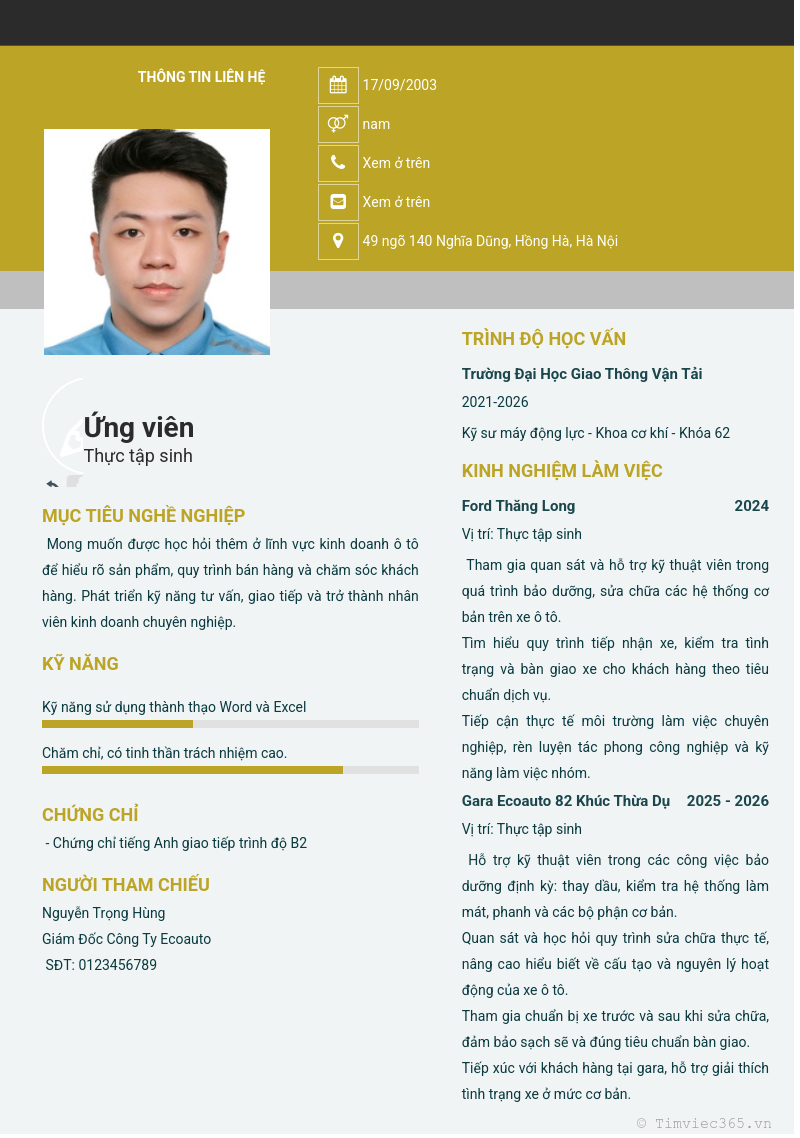 CV ứng viên