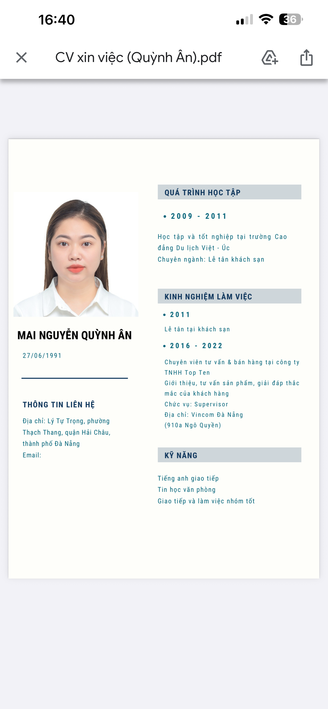 CV ứng viên