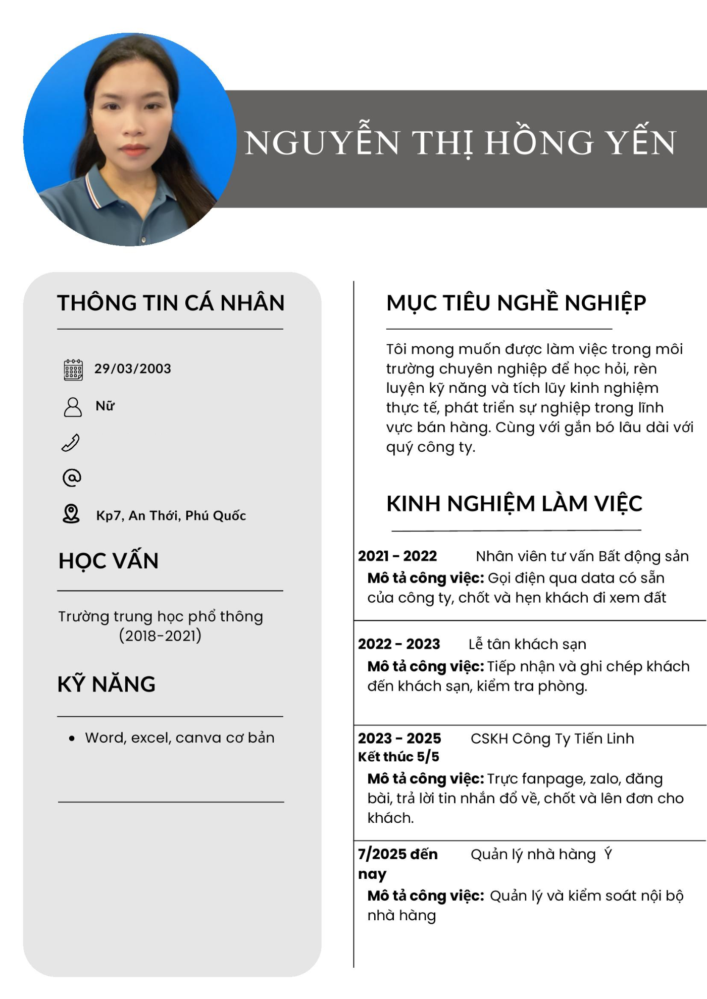 CV ứng viên