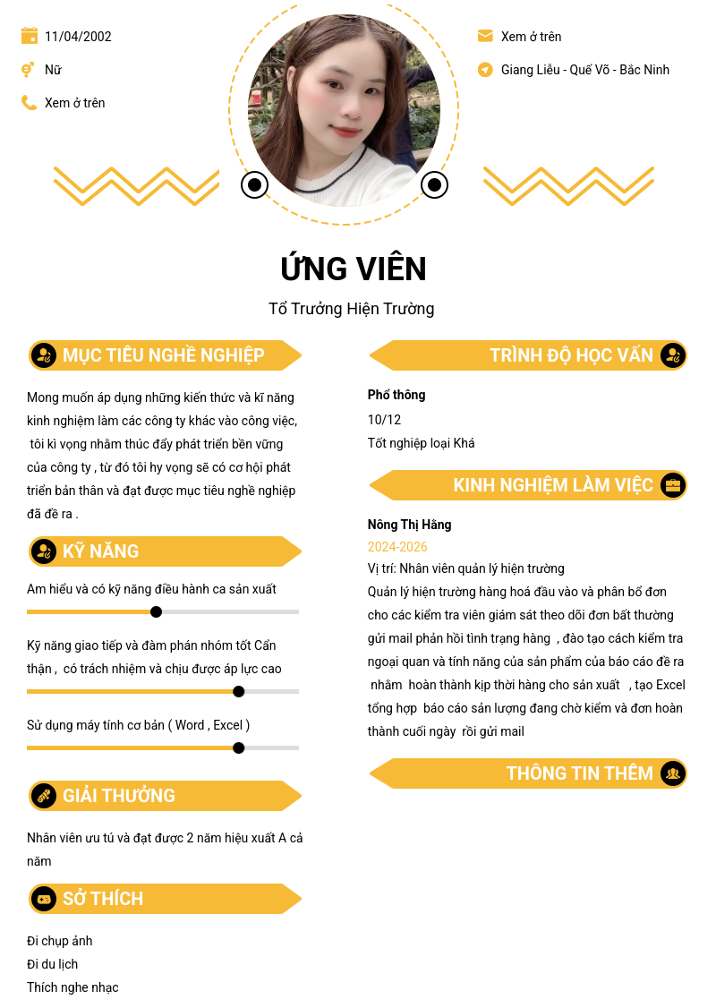CV ứng viên