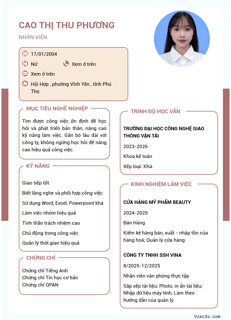 CV ứng viên
