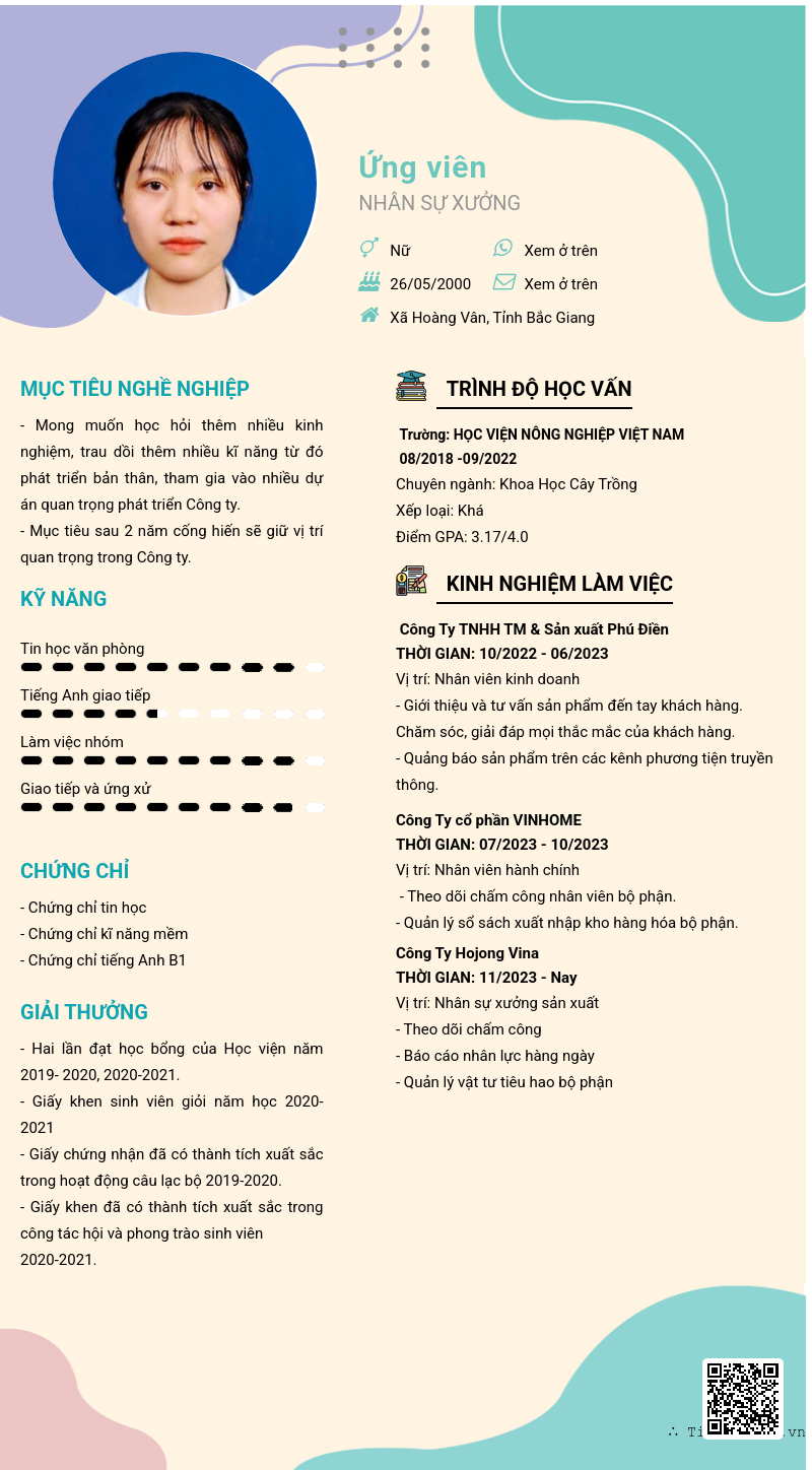 CV ứng viên