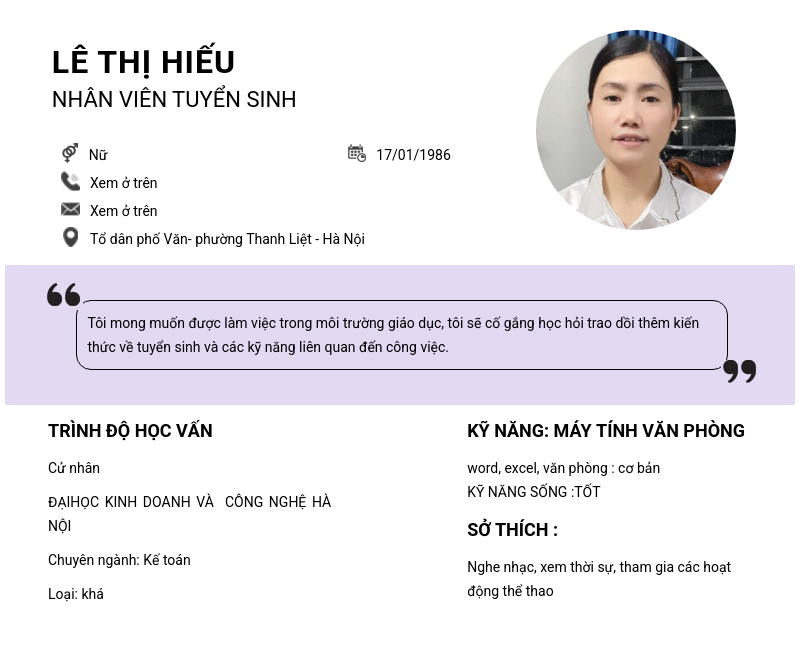 CV ứng viên