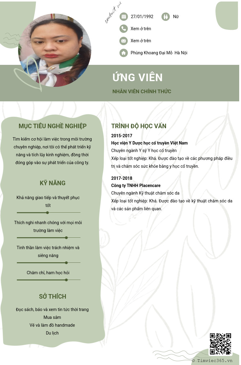 CV ứng viên