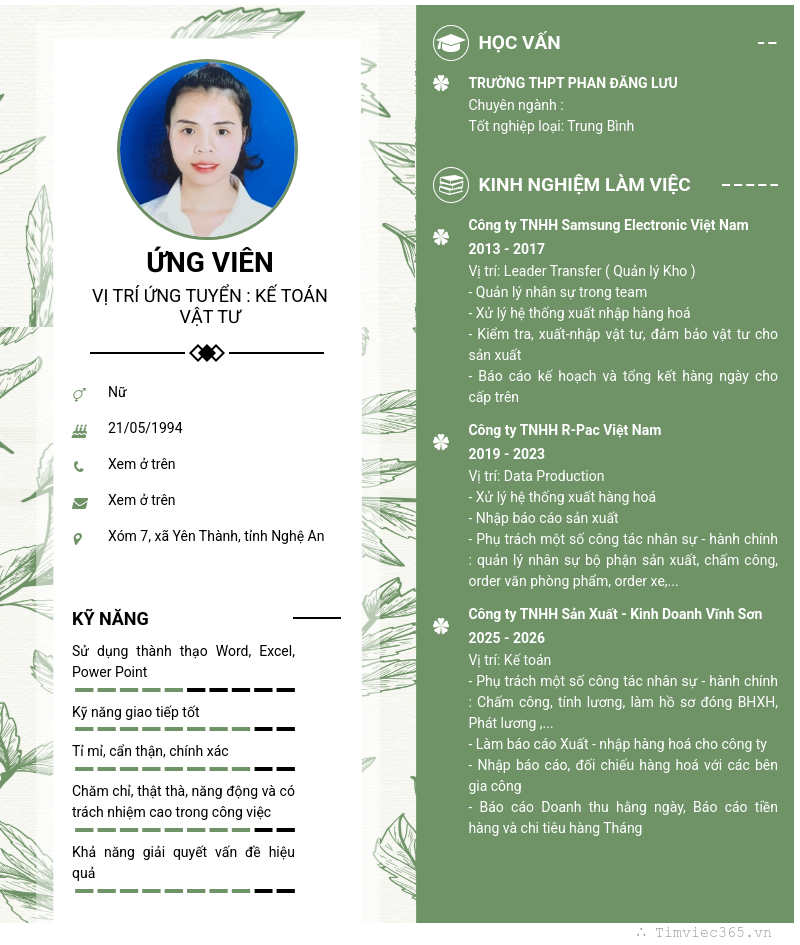 CV ứng viên