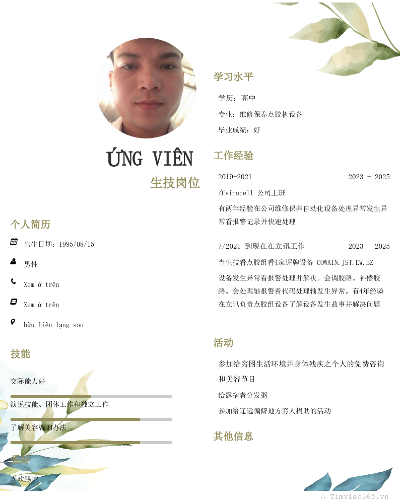 CV ứng viên