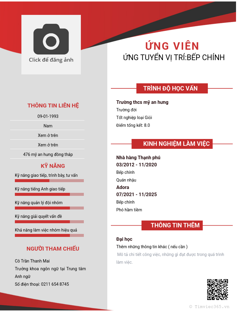 CV ứng viên
