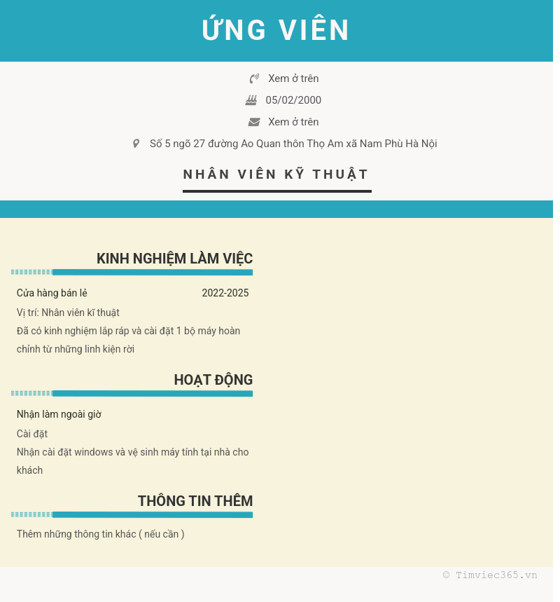 CV ứng viên