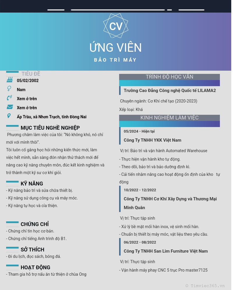 CV ứng viên