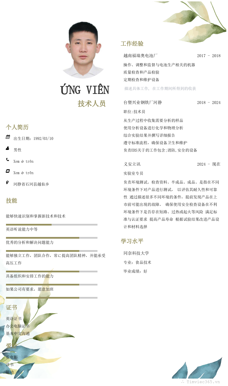 CV ứng viên