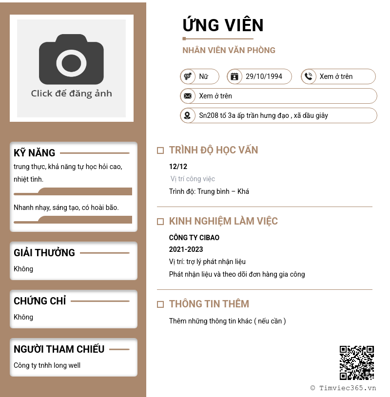 CV ứng viên