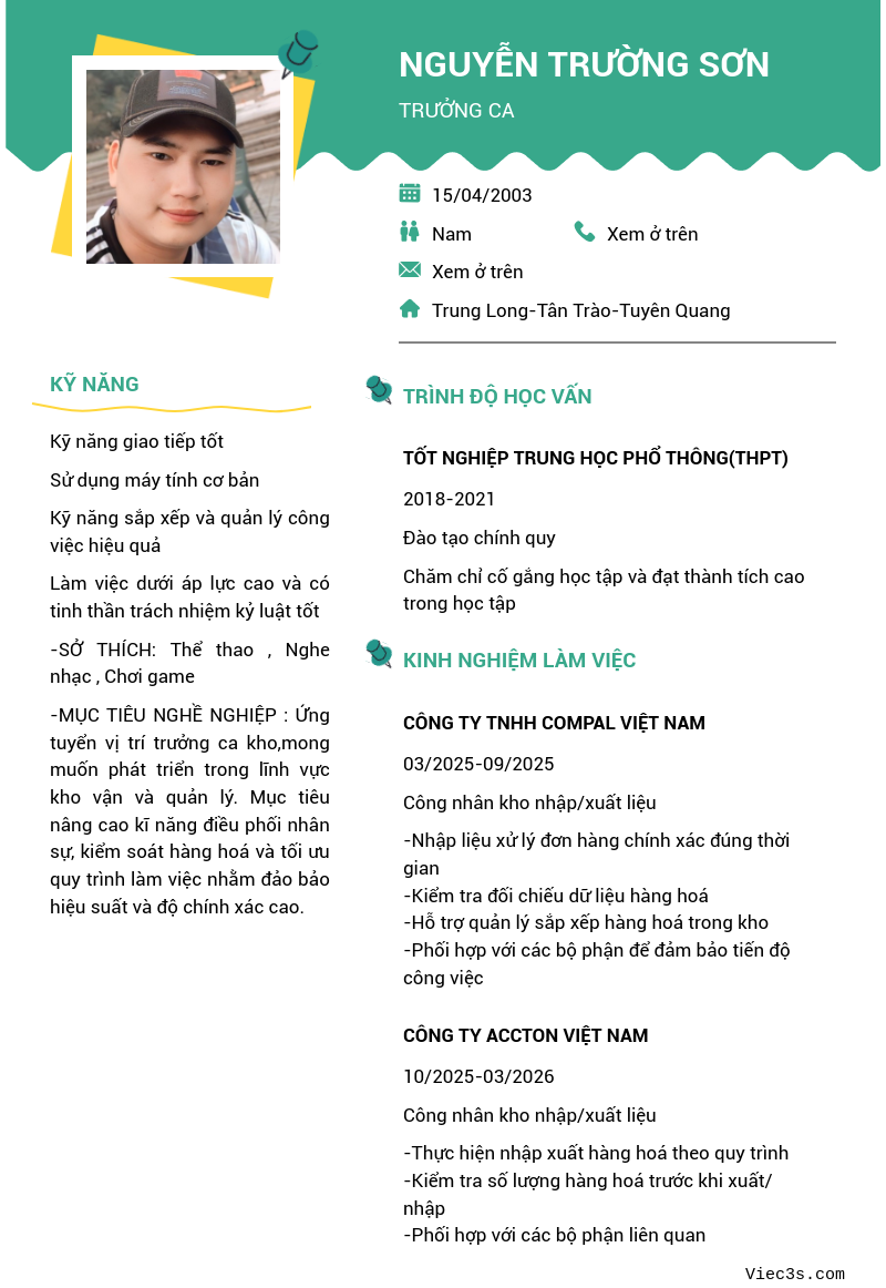 CV ứng viên
