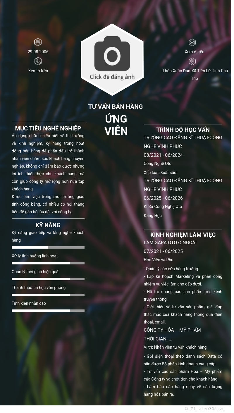 CV ứng viên