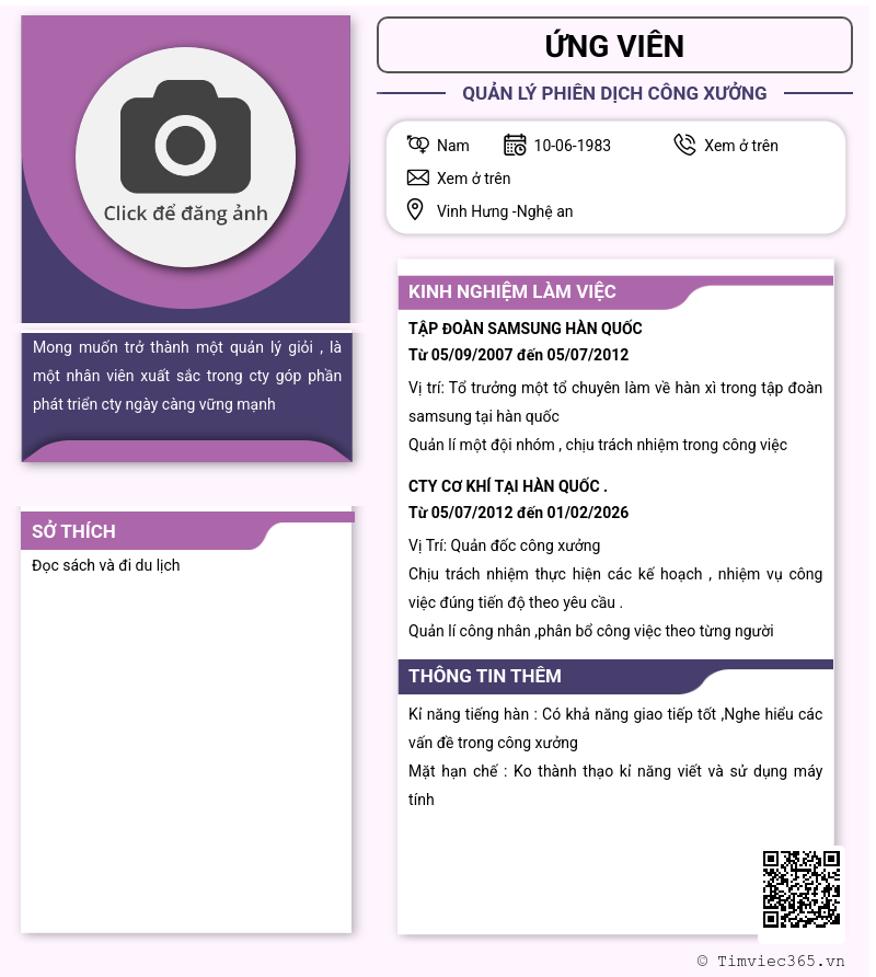 CV ứng viên