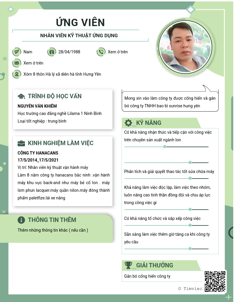 CV ứng viên