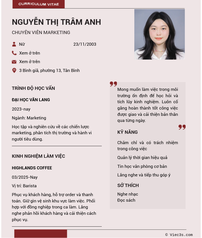 CV ứng viên