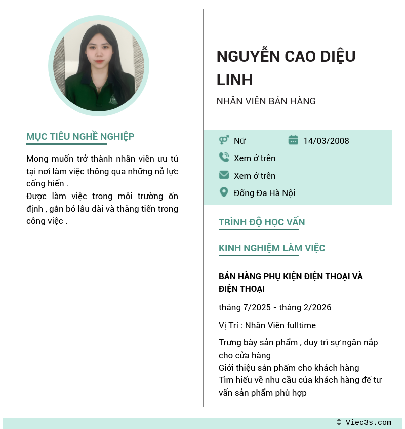 CV ứng viên