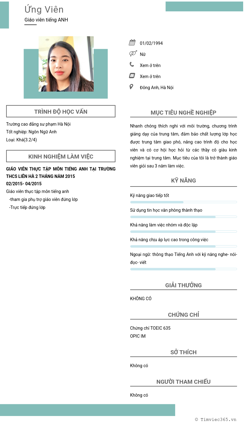 CV ứng viên