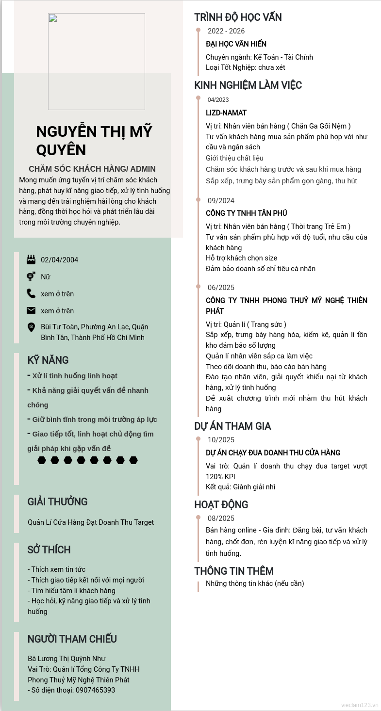 CV ứng viên