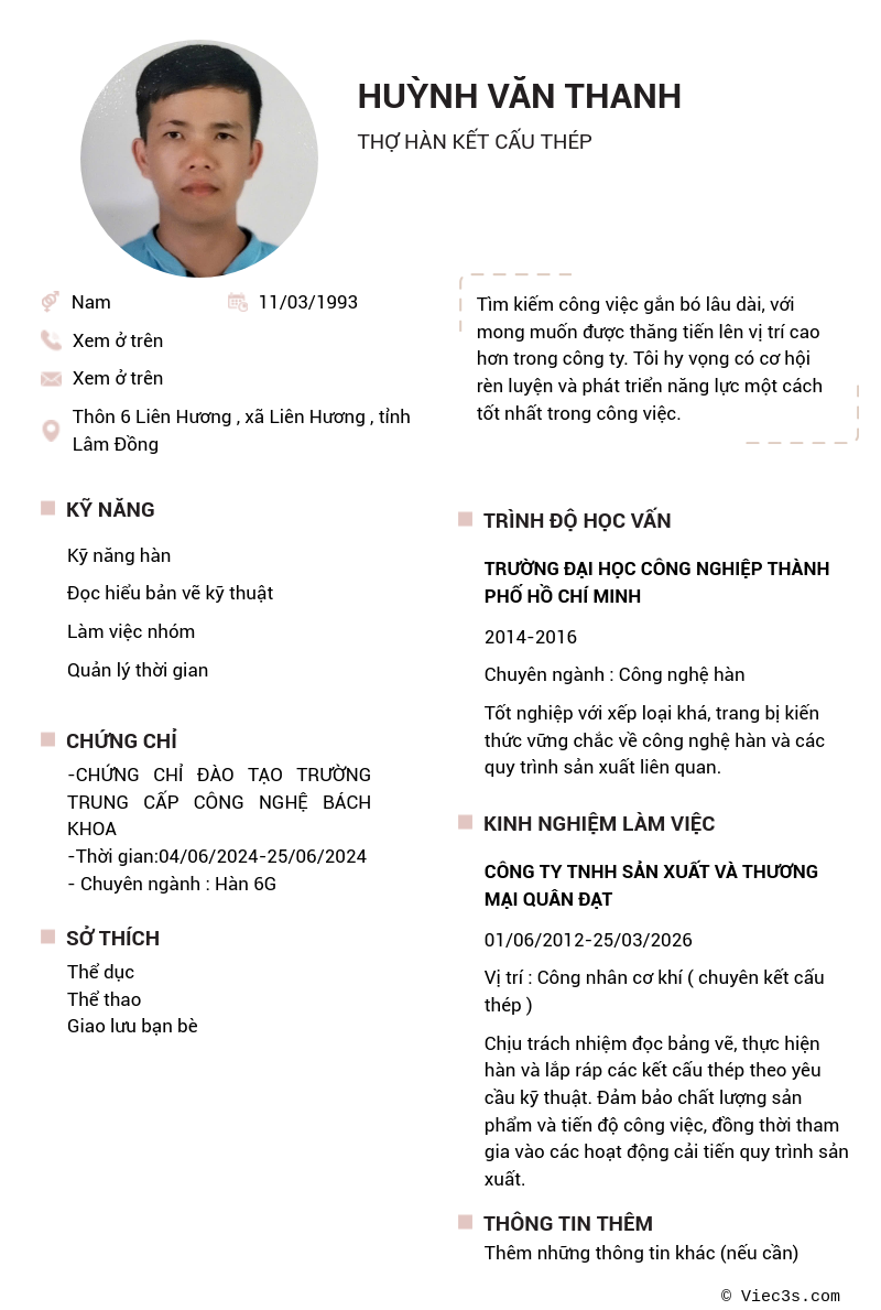 CV ứng viên