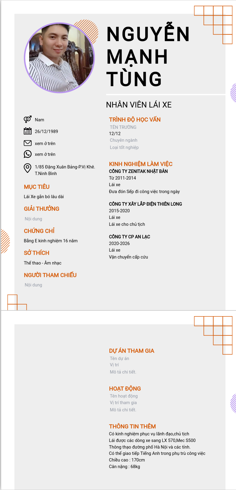 CV ứng viên