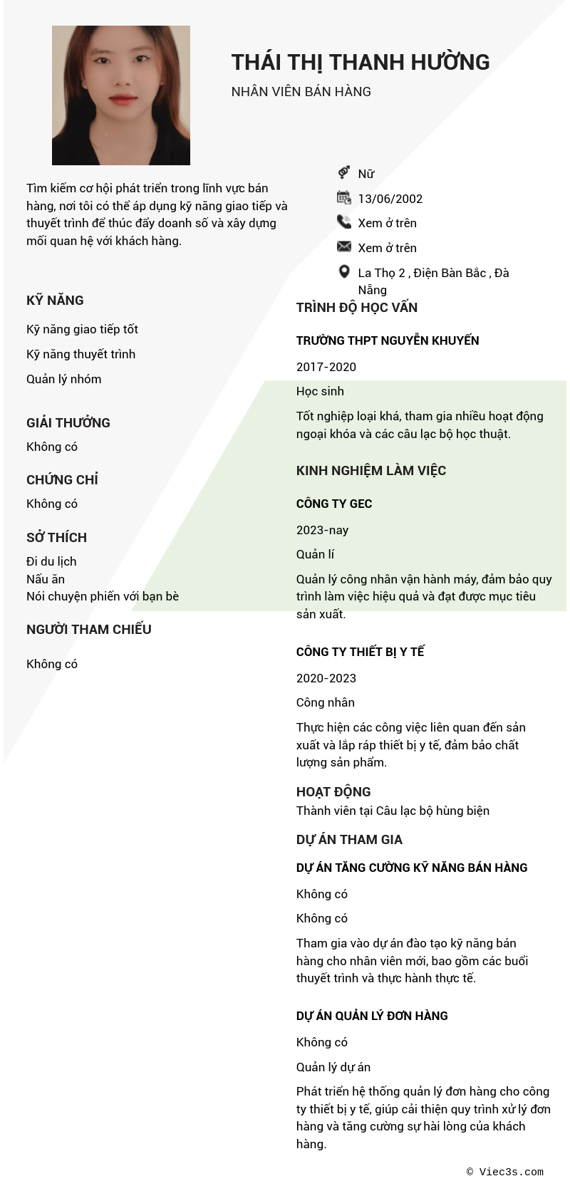 CV ứng viên