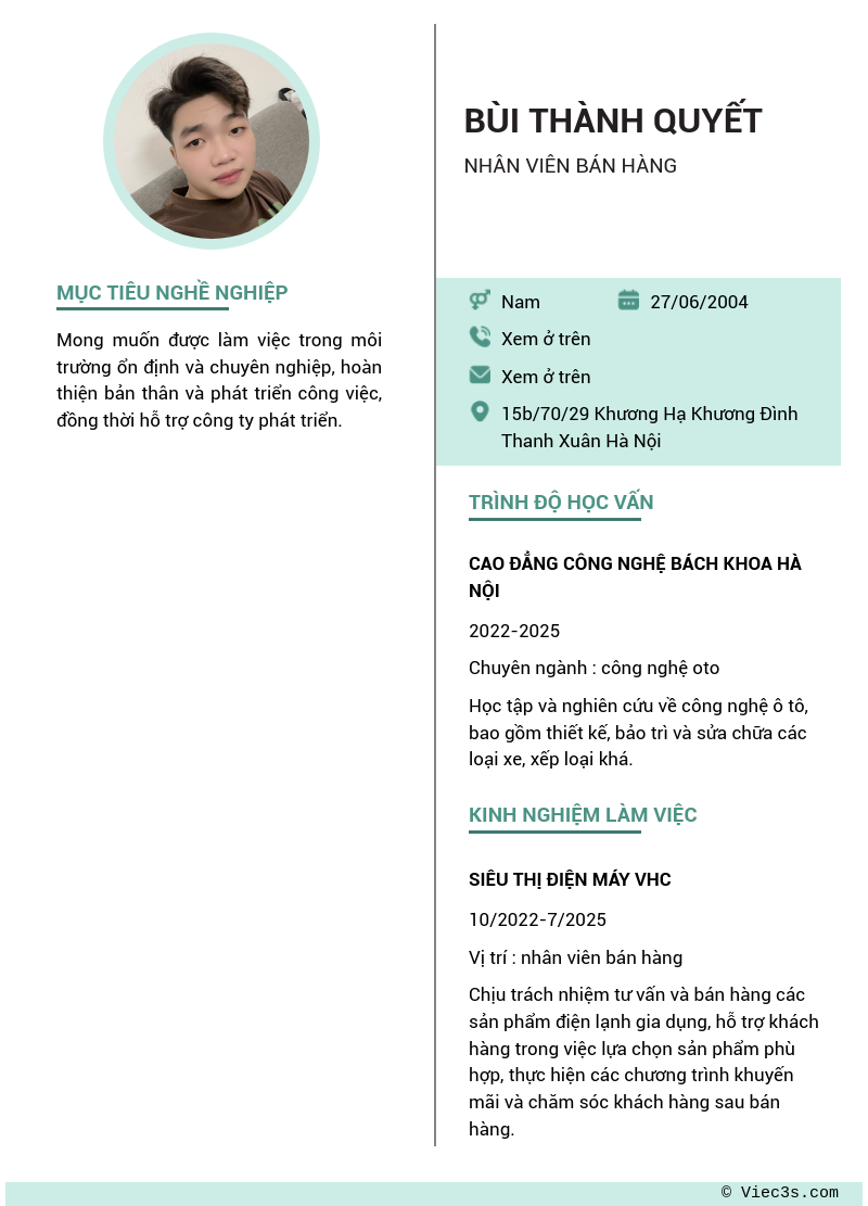 CV ứng viên