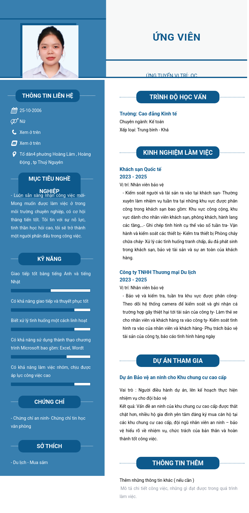 CV ứng viên