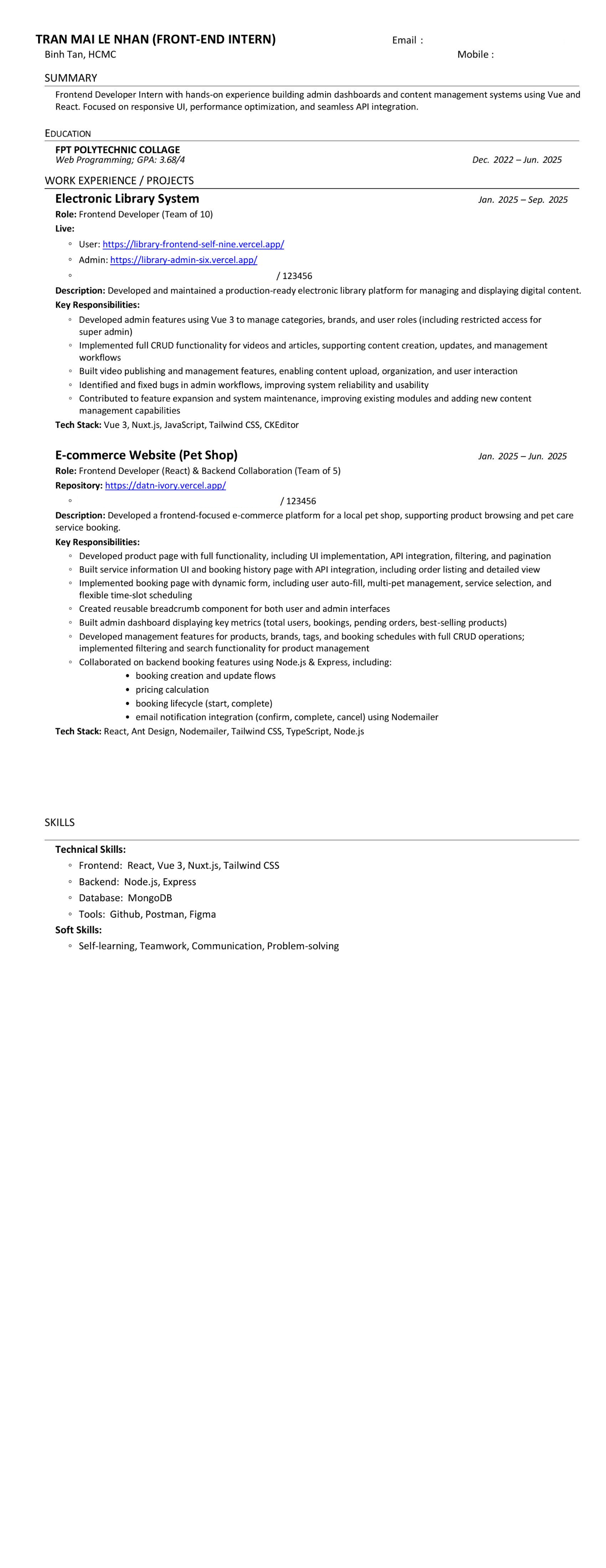 CV ứng viên