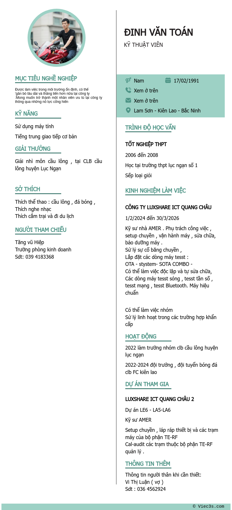 CV ứng viên