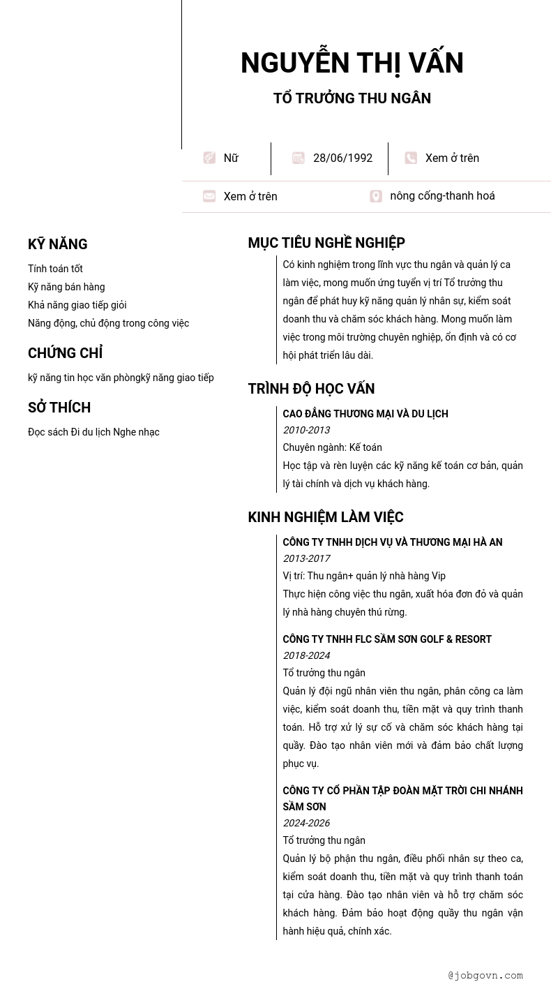 CV ứng viên