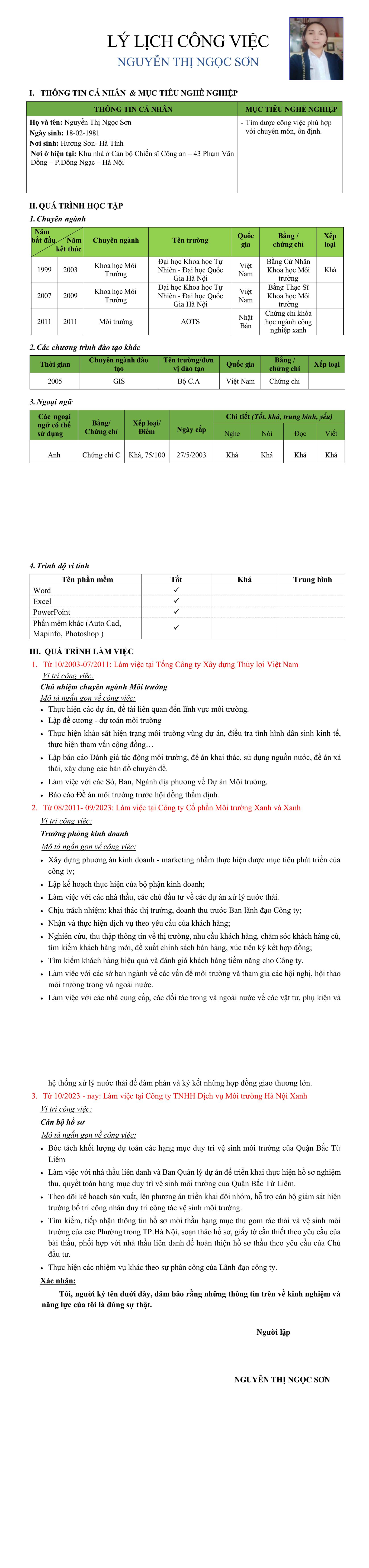 CV ứng viên