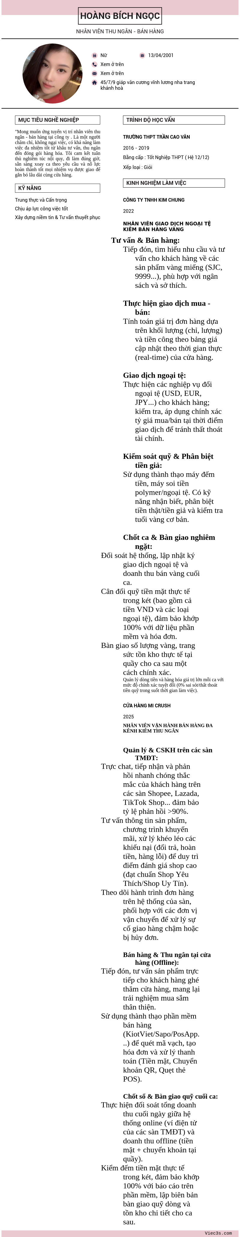 CV ứng viên