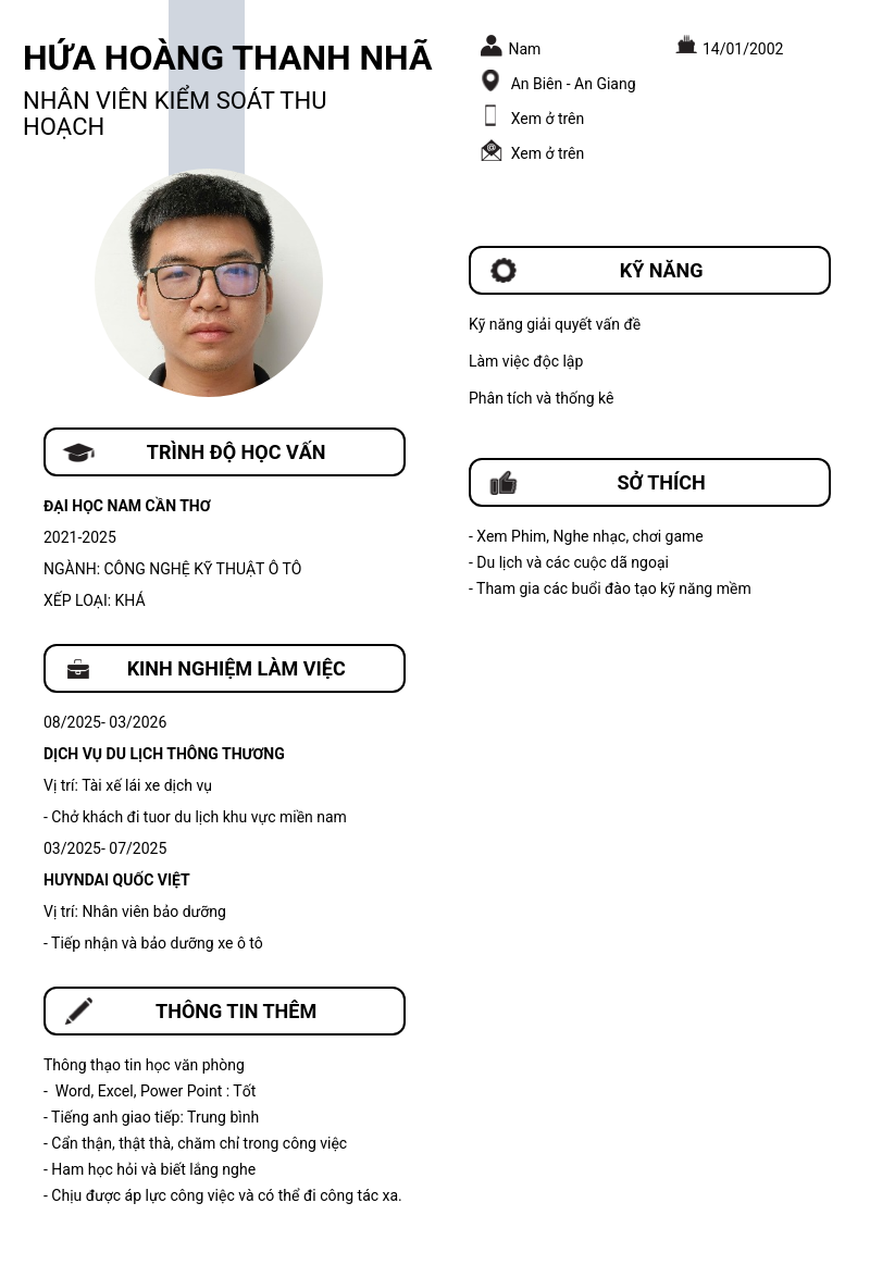 CV ứng viên