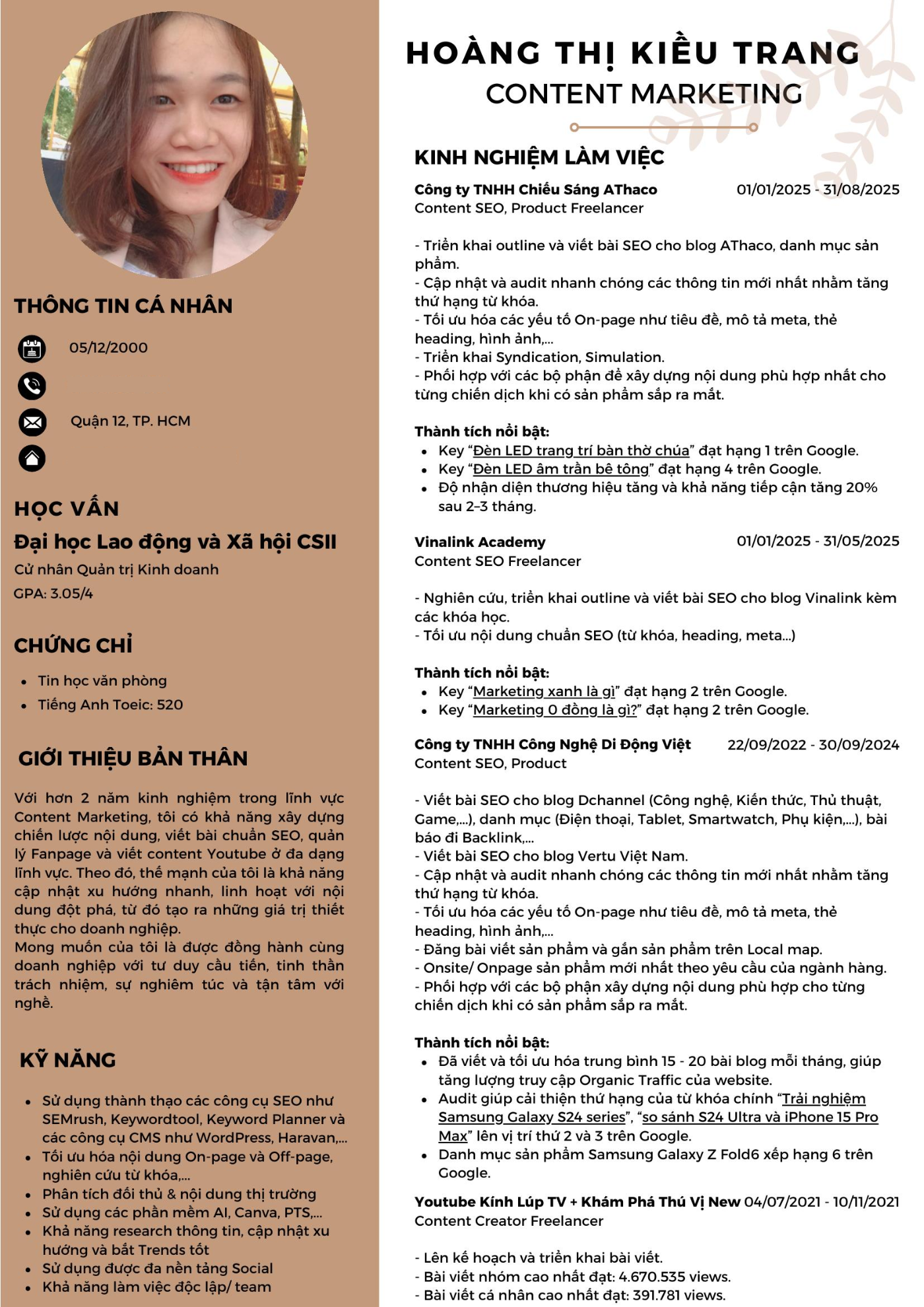 CV ứng viên