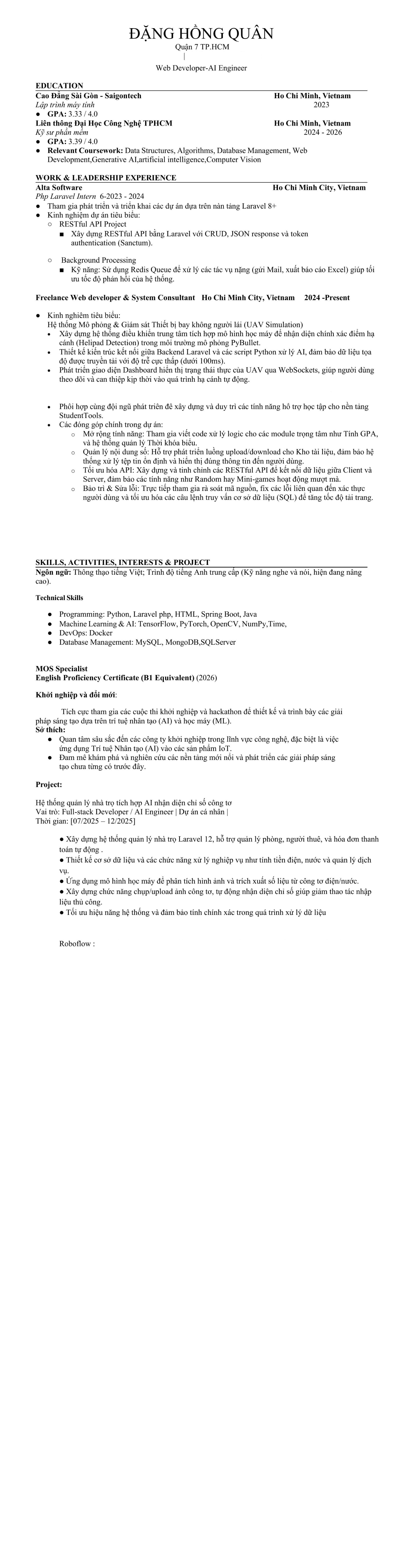 CV ứng viên