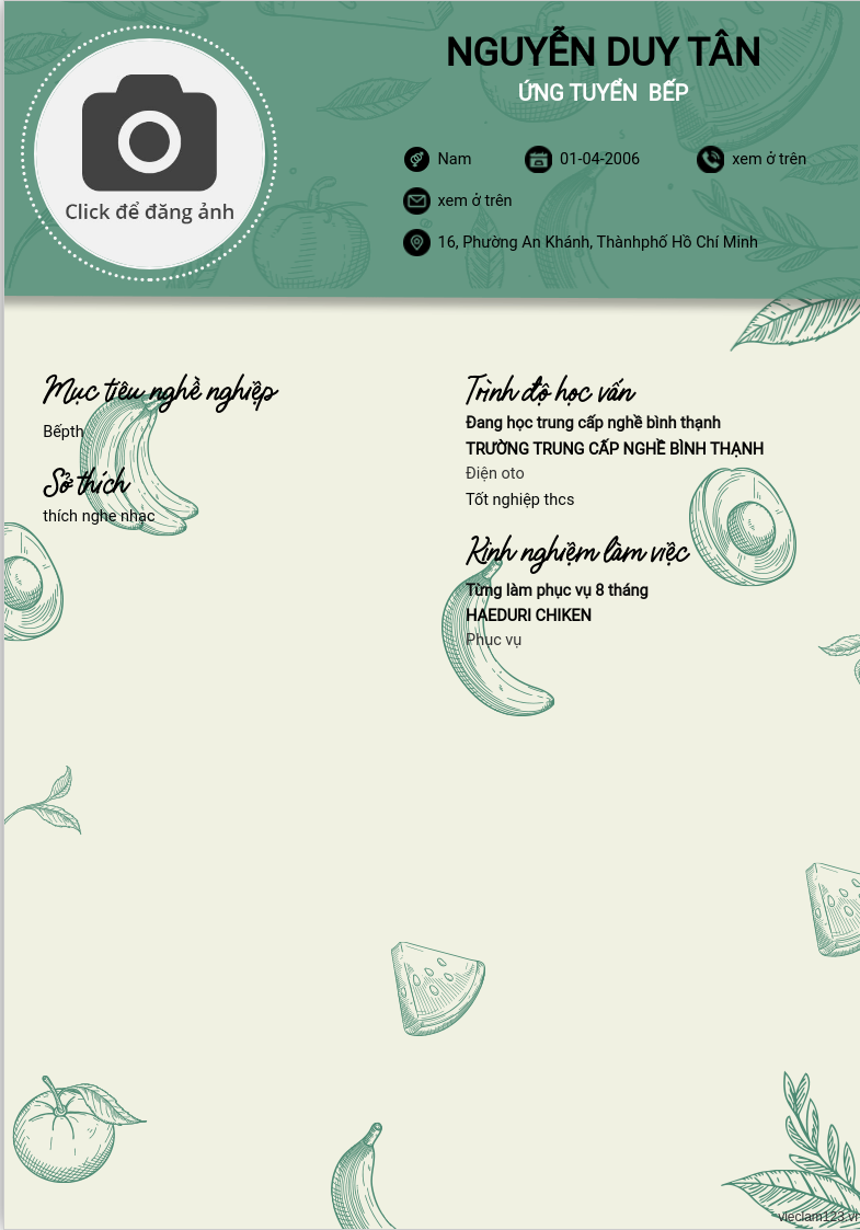 CV ứng viên