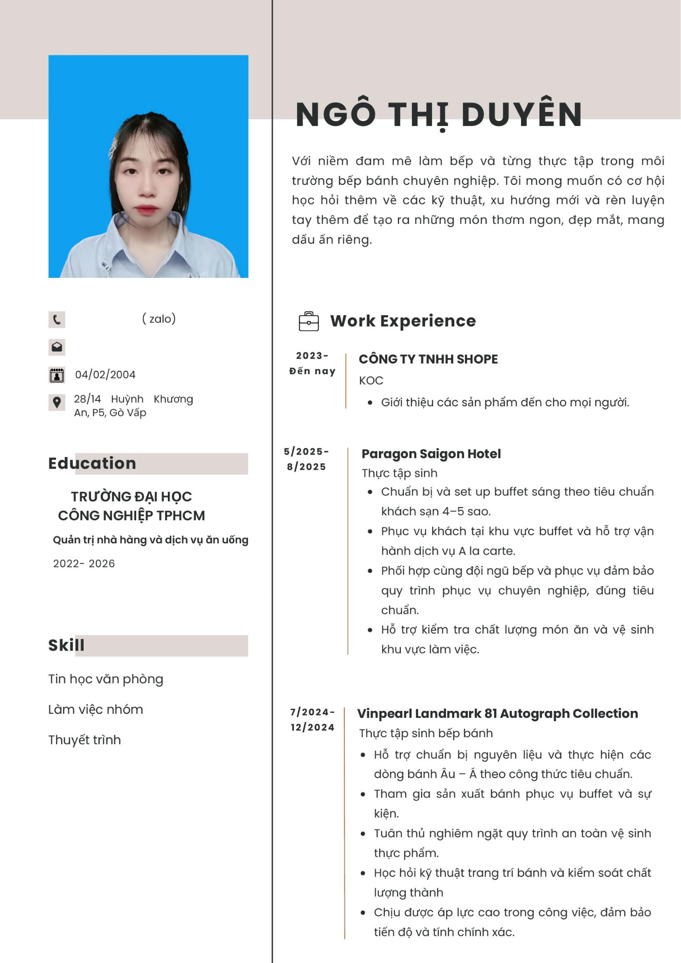 CV ứng viên
